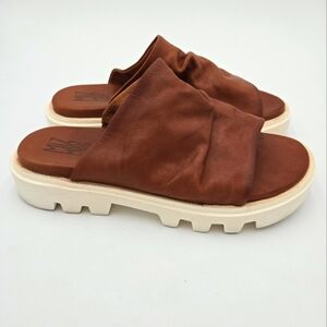 Miz Mooz Leather Slide Sandals Plymouth Brandy Size 41